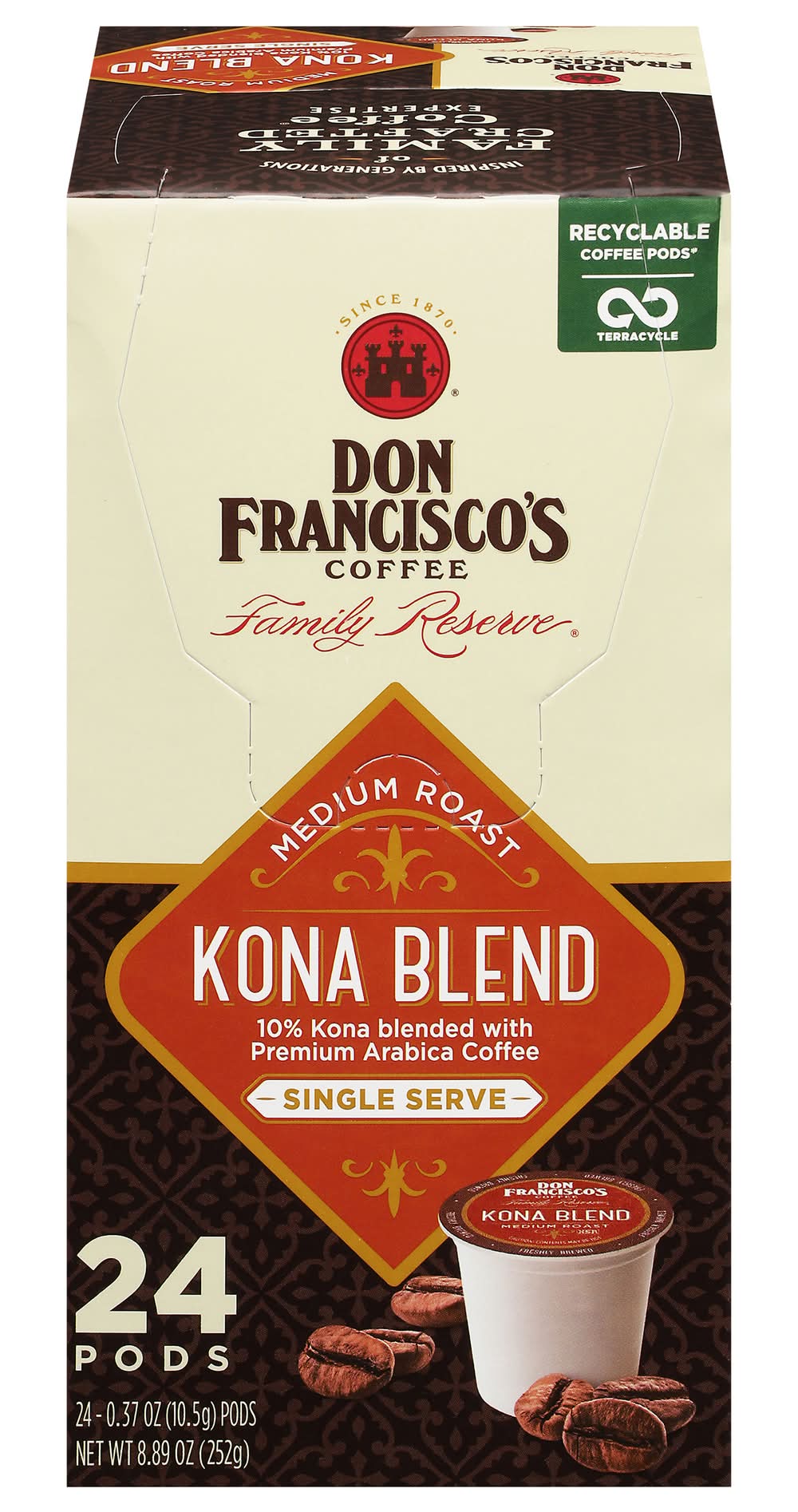 Don Francisco's Family Reserve Single Serve Medium Roast Kona Blend Coffee (8.89 oz)