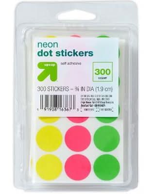 up&up Neon Dot Stickers, Multi-Color (300 ct)