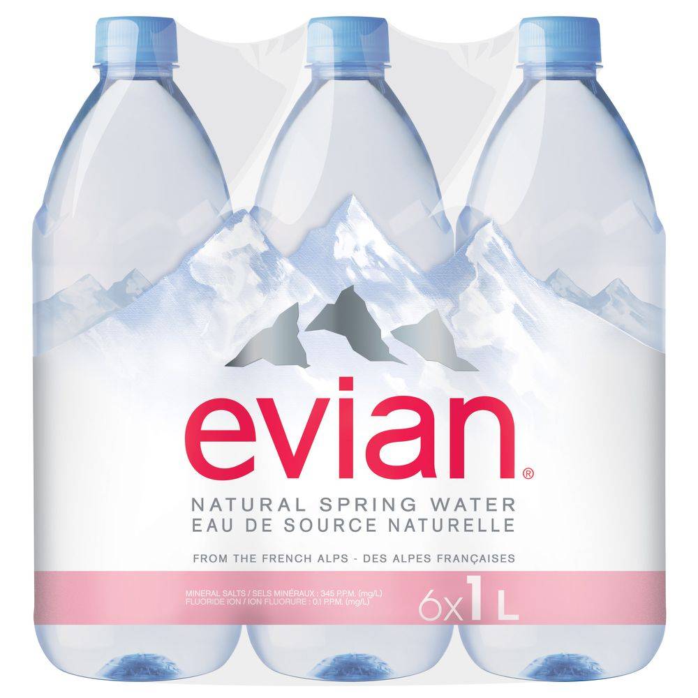 Evian eau de source naturelle - natural spring water (6 pièces, 1 l)