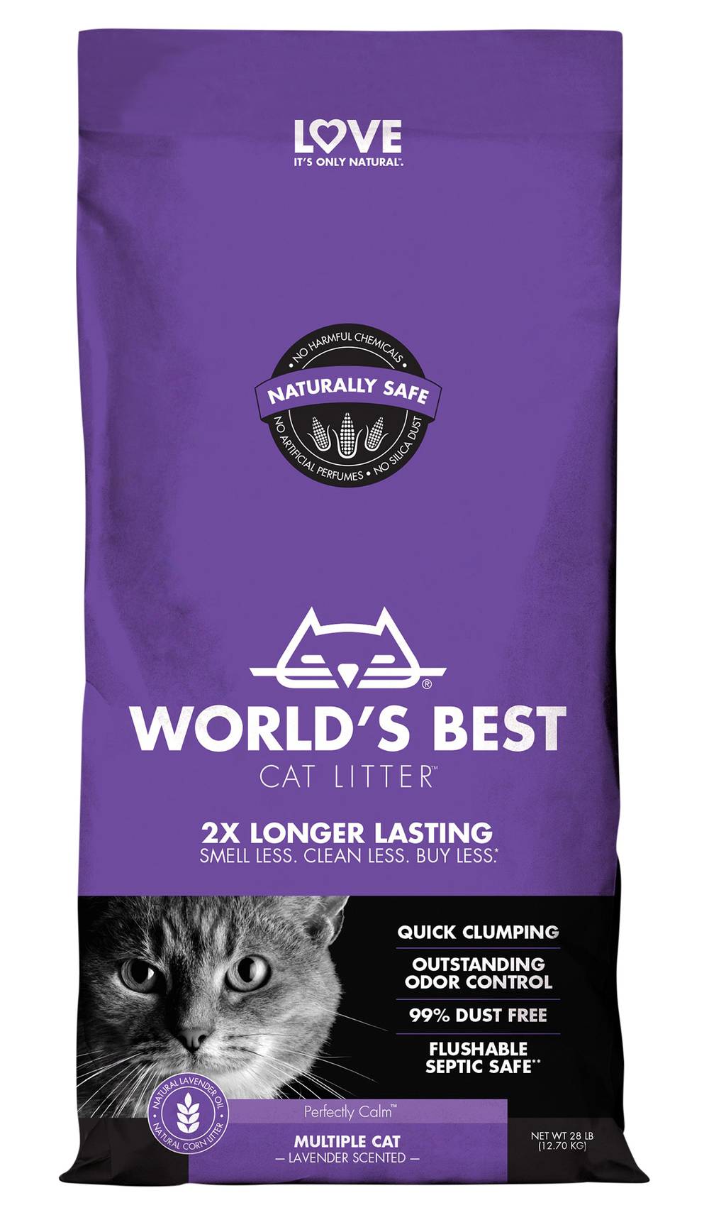 World's Best Cat Litter Odor Control Multiple Cat Lavender Scented (28 lbs)