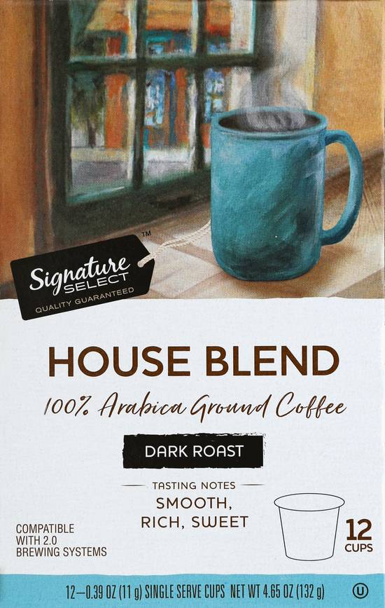 Signature Select House Blend Dark Roast Ground Coffee Pods (12 pods)