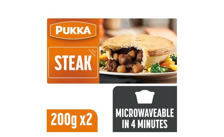 Pukka Frozen Steak Microwave Shortcrust Pies 2s (405267)