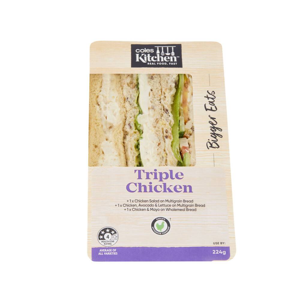 Coles Kitchen Triple Chicken Sandwich 224g