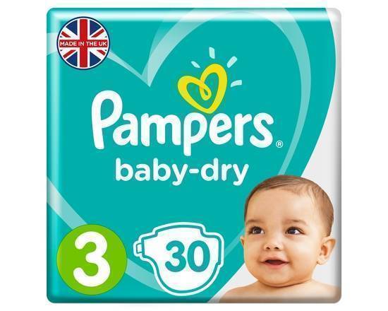 Pampers Baby-Dry Size 3, 30 Nappies, 6-10kg, Carry Pack