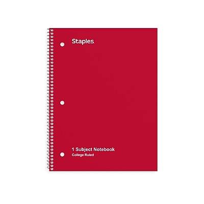 Staples® 1-Subject Subject Notebooks, Other, College Ruled, 100 Sheets, Black (42077M)