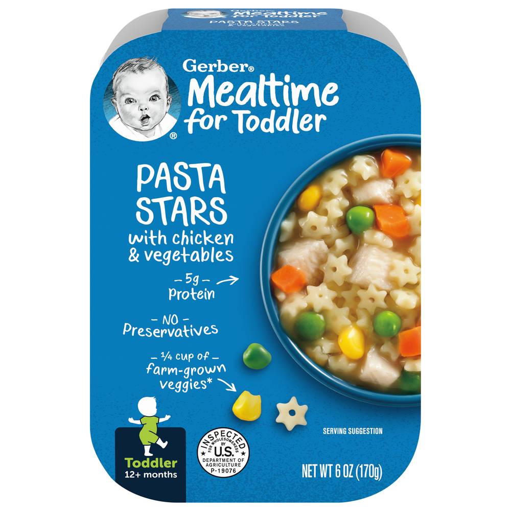 Gerber Pasta Stars Chicken & Vegetables Toddlers Food (6 oz)