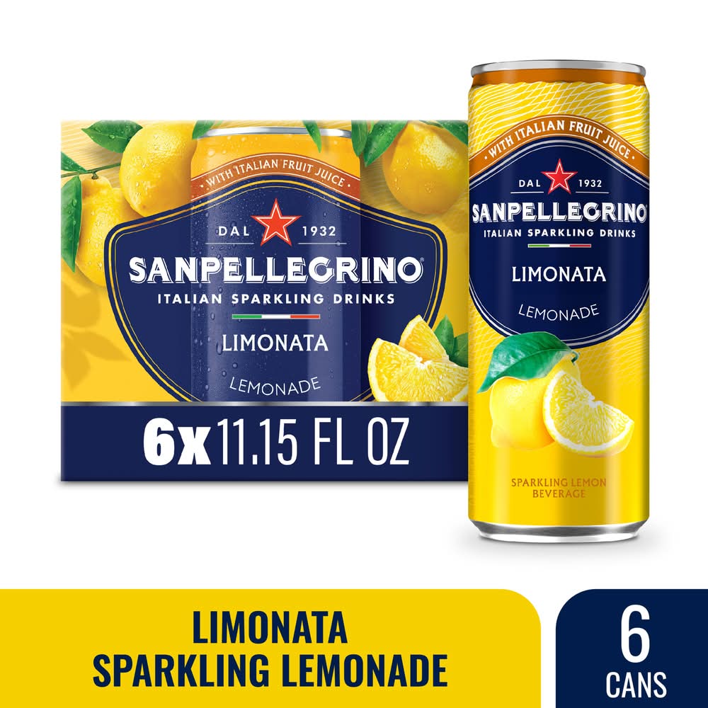 San Pellegrino Italian Sparkling Juice Drinks, Lemonade (6 x 11.15 fl oz)