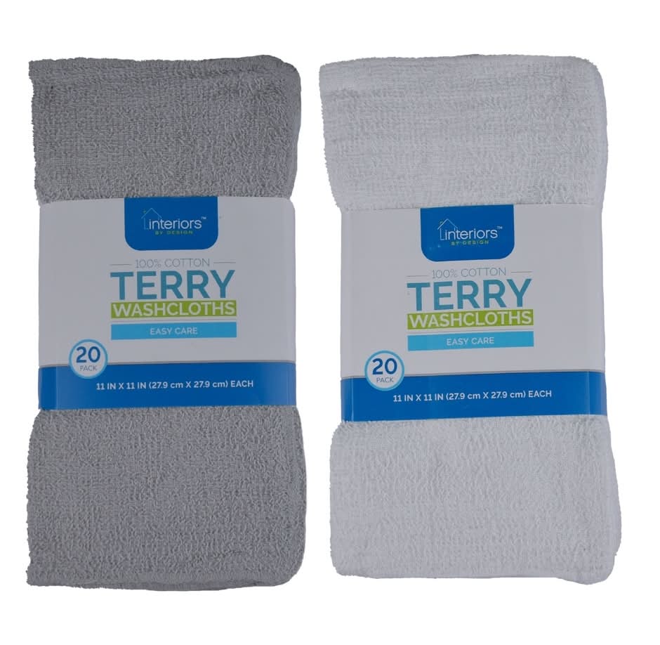 Interiors By Design Terry Washcloths, 20 pk.