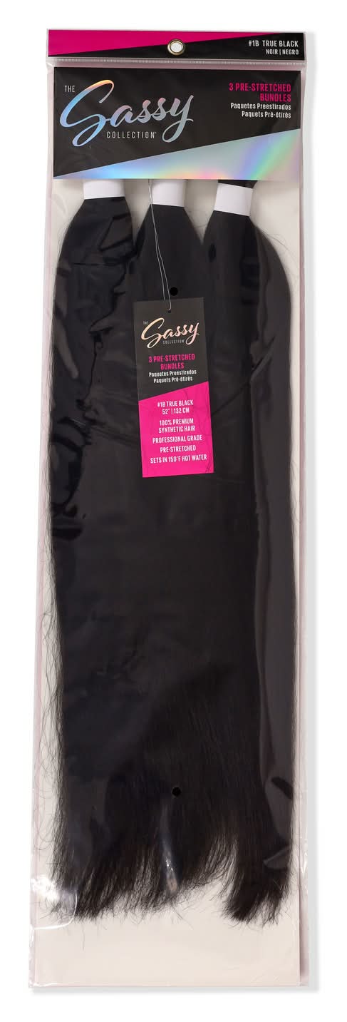 The Sassy Collection Pre-Stretched Bundles Braiding Hair, 52 in, #1B True Black (3 ct)