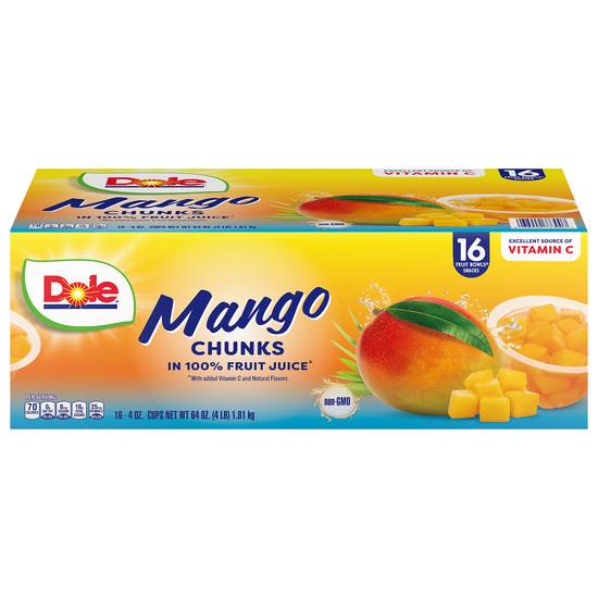 Dole Mango Chunks in Fruit Juice (16 pack, 4 oz)
