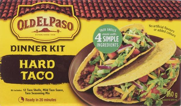 Old El Paso · Ensemble à tacos rigides (250 g) - Hard taco dinner kit (250 g)