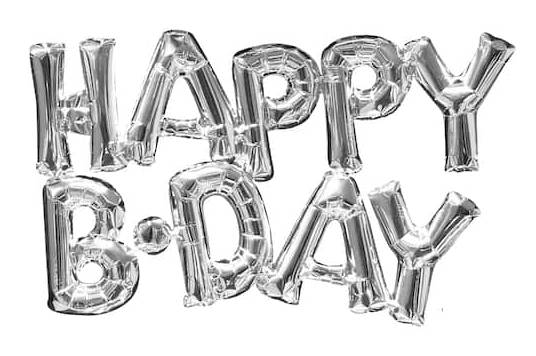 Inflated Air Filled Happy B Day Letter Balloon Banners, Silver (2 ct)