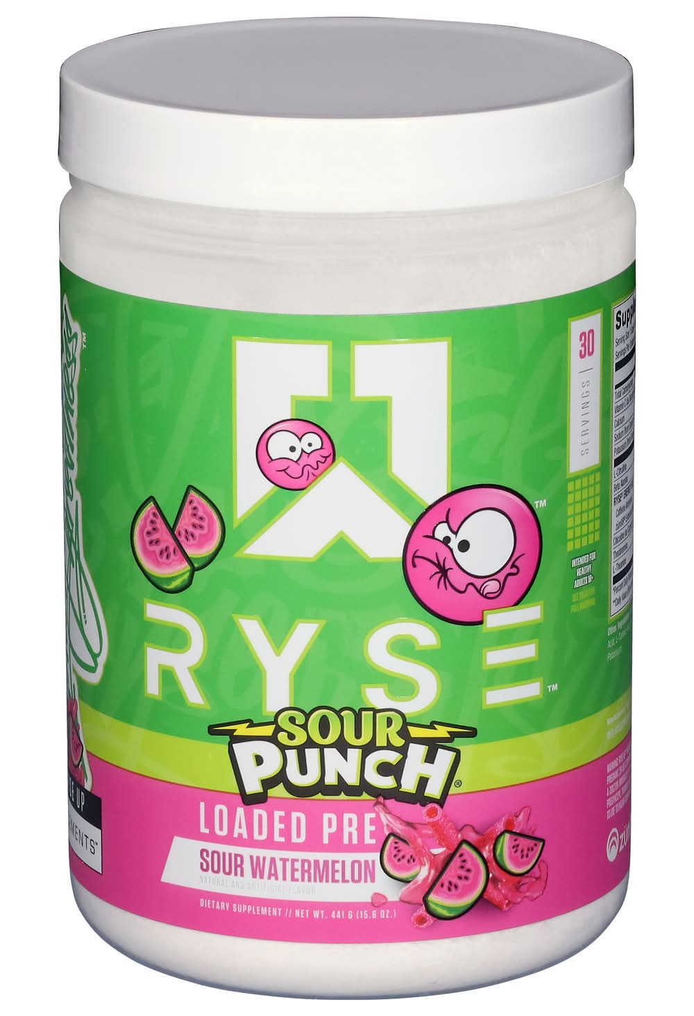 RYSE Sour Punch Watermelon Loaded Pre, Sour Watermelon (15.3 oz)