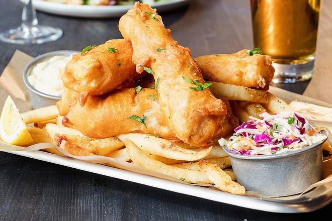 BEER-BATTERED FISH & CHIPS