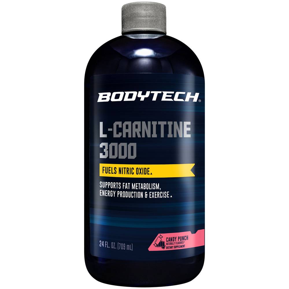 BodyTech L Carnitine 3000 Supports Fat Metabolism Energy Production & Muscle Recovery, Candy Punch (24 fl oz)