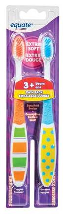 Equate Kids Manual Toothbrushes Twin pack Dots & Stripes (90 g)