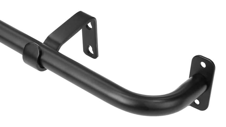 Stylewell 48 In. - 84 In. Adjustable 5/8 In. Wraparound Single Curtain Rod In Matte Balck