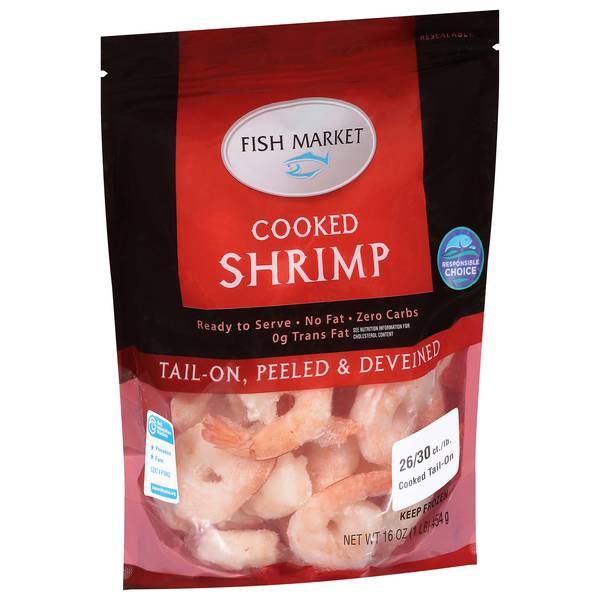 Hy-Vee Fish Market Cooked Tail-On Peeled & Deveined Shrimp