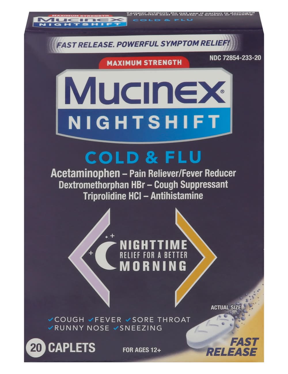 Mucinex Nightshift Cold & Flu Caplets (1.6 oz)