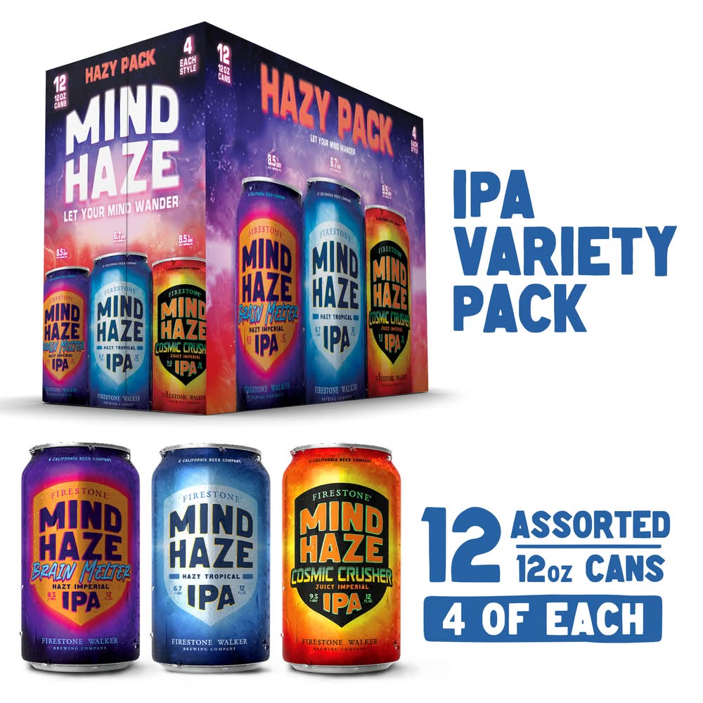 Firestone Walker Tropical Hazy Mixed pack Beer, Coconut-Mango-Citrus-Tangerine (12 x 12 oz)