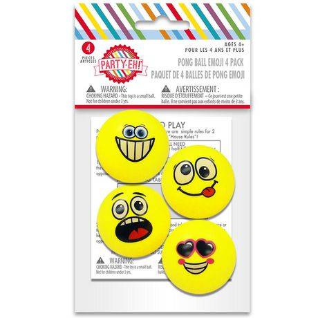 Party-eh Emoji Ping Pong Ball 4 Pack