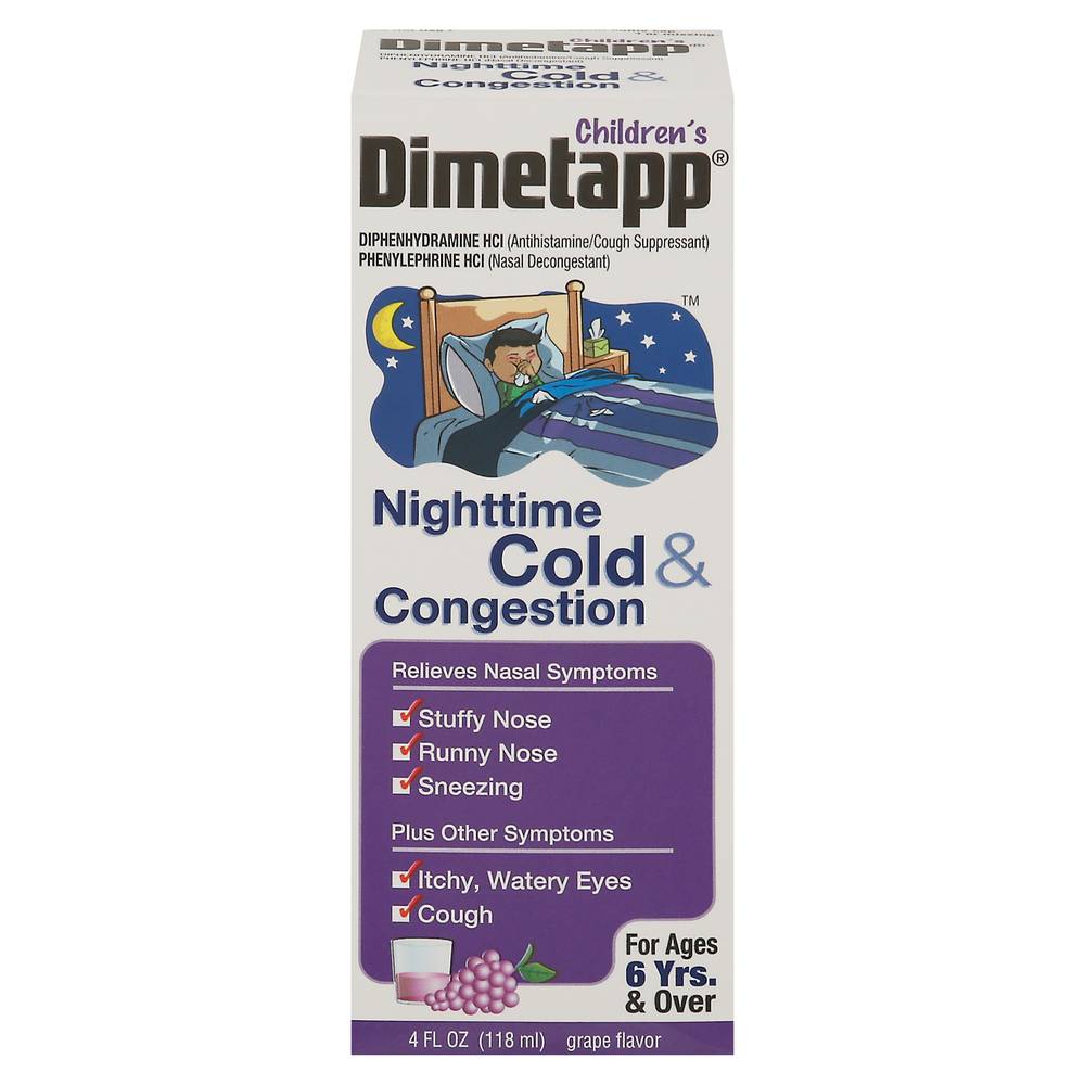 Dimetapp Children's Nighttime Cold & Congestion Grape Syrup (4 fl oz)