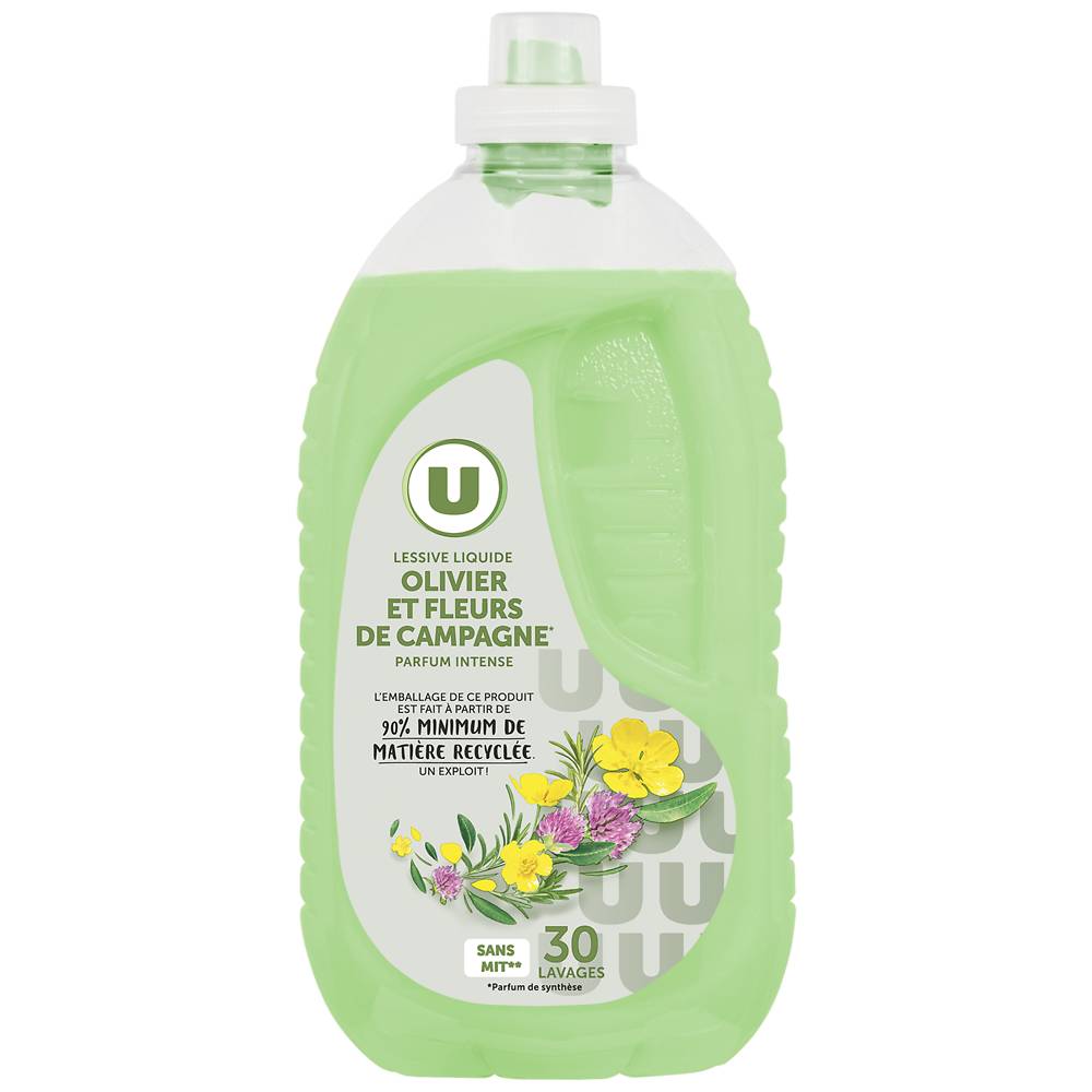 Les Produits U - Lessive liquide parfum olivier & fleurs de campagne 30 lavages (1,5L)