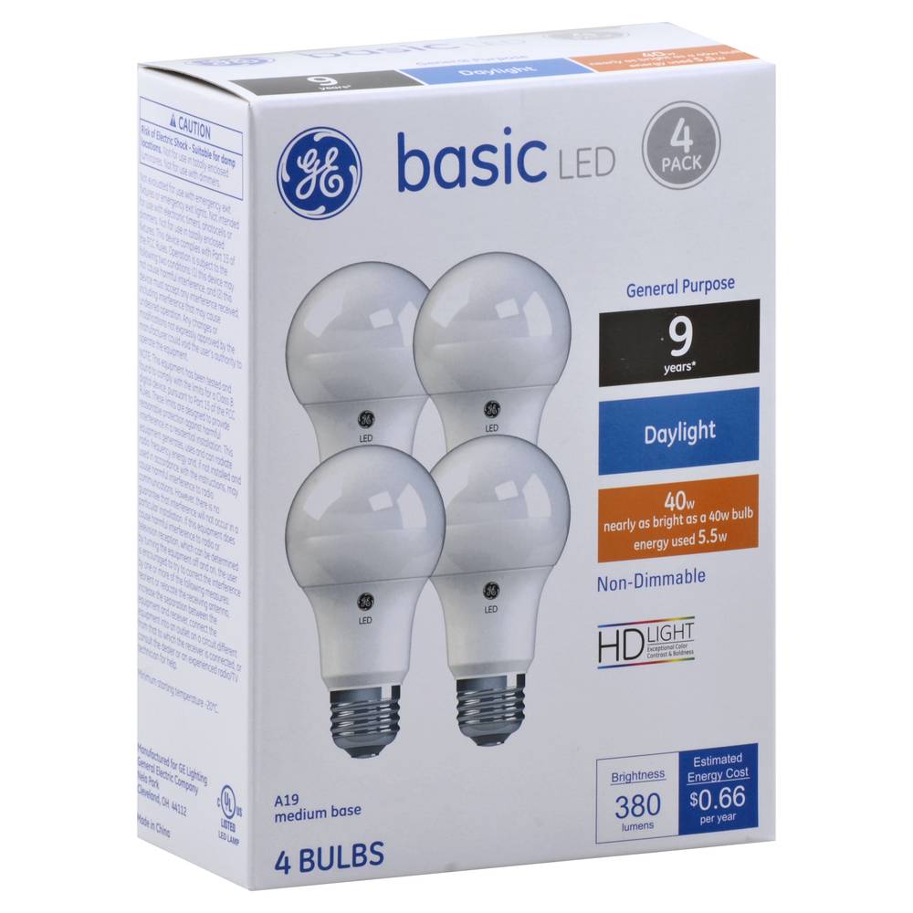 Ge Basic Led 40w/5.5w 380 Lumens Light Bulb Non-Dimmable (4 ct)