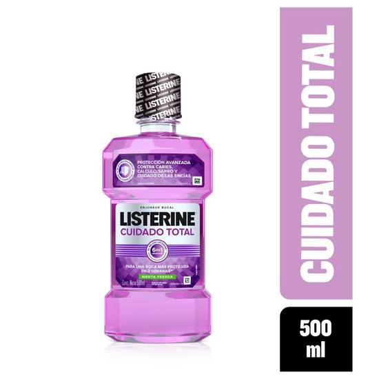 Listerine enjuague bucal menta fresca cuidado total (botella 500 ml)