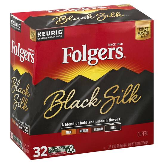 Folgers Black Silk Dark Coffee K-Cup Pods (32 x 0.28 oz)