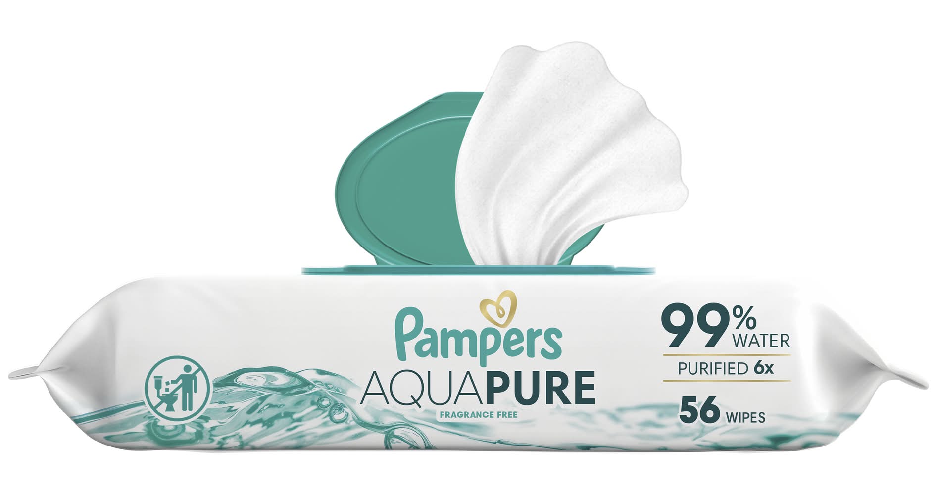 Pampers Aqua Pure Fragrance Free Wipes, 7.0x6.7 in (56 ct)
