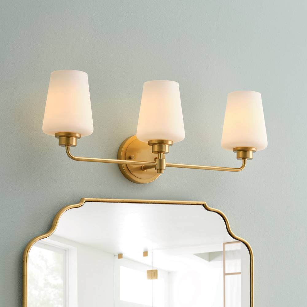 allen + roth Goldson 22.5-in 3-Light Brushed Gold Led, Transitional Vanity Light Bar | T230745-W