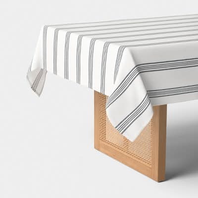 Threshold Navy Striped Tablecloth, 120x60 in
