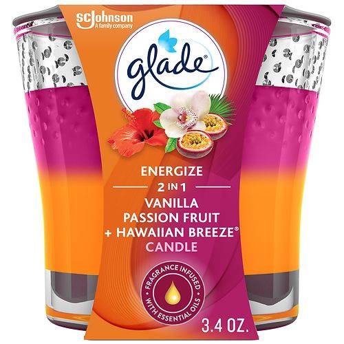 Glade Single Wick Jar Candle Vanilla Passion Fruit + Hawaiian Breeze - 3.4 oz