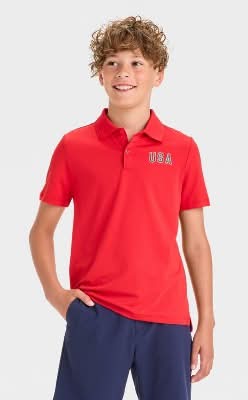 Boys' 4th of July 'USA' Graphic Golf Polo Shirt - All In Motion™ Red XL