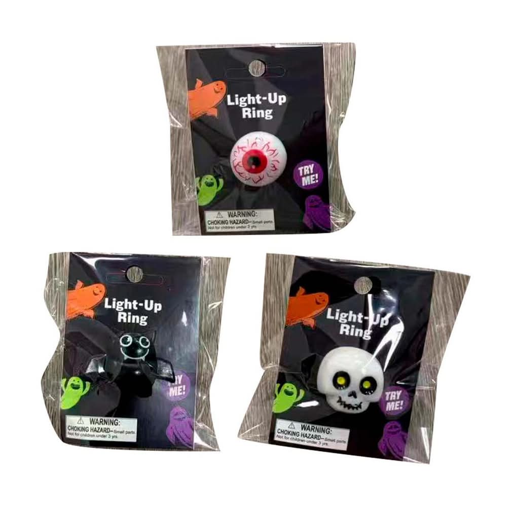 Halloween Light-Up Spooky Ring 3 Assorted Styles