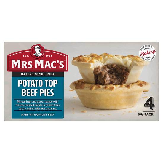 Mrs Mac's Potato Top Beef Pies (4 Pack) 760g