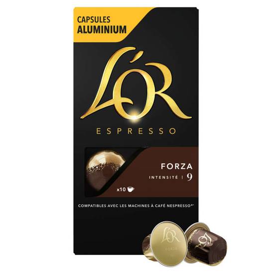 L'or espresso forza 10 capsules aluminium intensité 9 café 52 g
