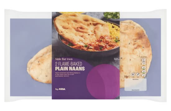 ASDA Side For Two Flame-Baked Plain Naan (2 pack)