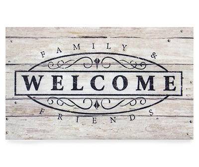 "Welcome Family & Friends" Wood Look Doormat, (18" x 30")