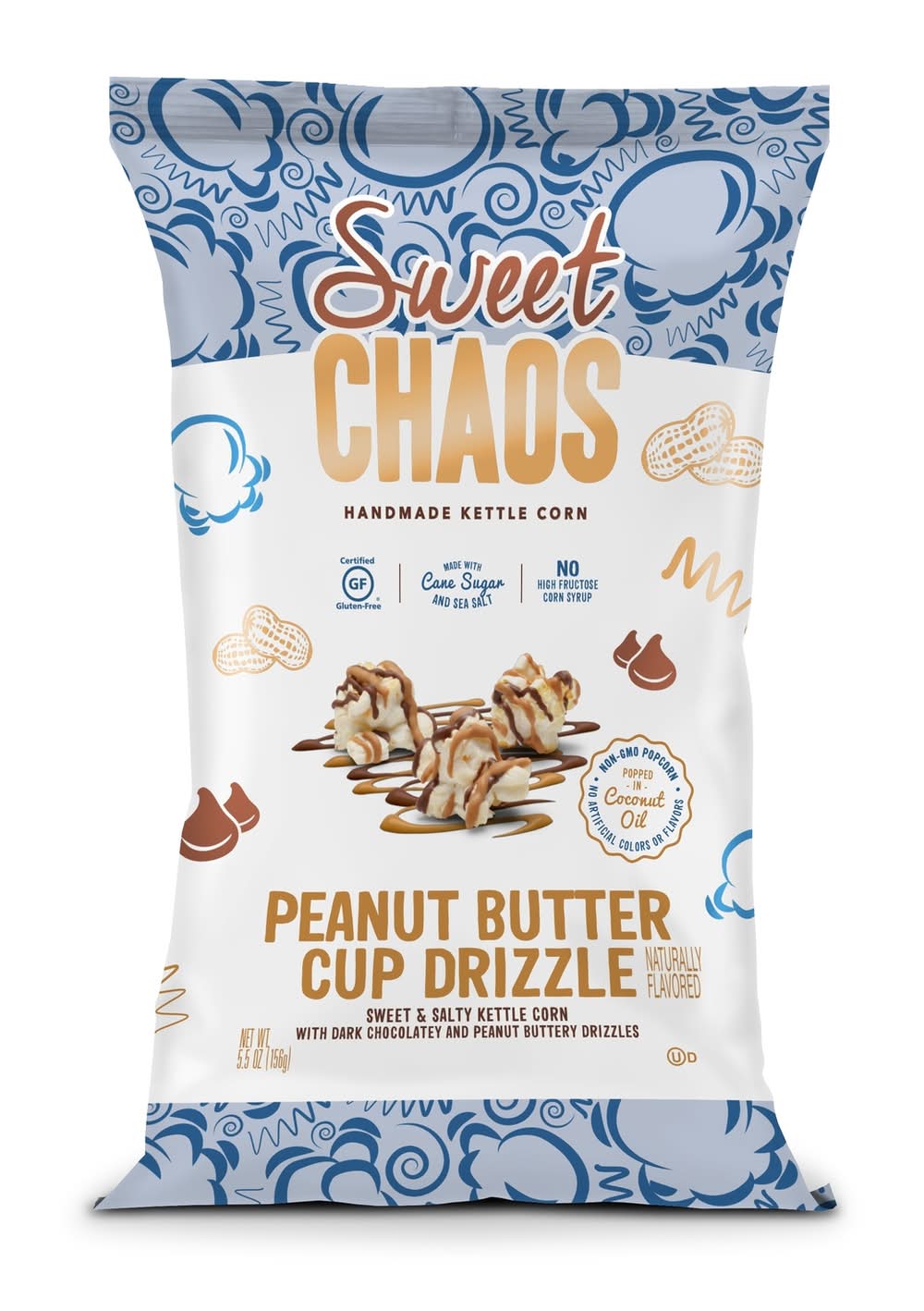 Sweet Chaos Peanut Butter Cup Drizzle Popcorn 5 Oz Bagged