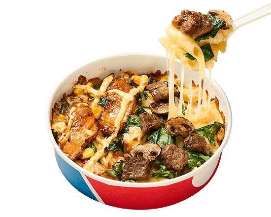 ピザパスタボウル 炭火焼チキテリ＆炭火焼ビーフ Pizza Pasta Bowl Char-Grilled Chiki-Teri & Char-Grilled Beef