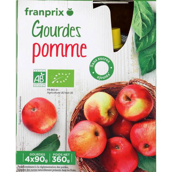Compotes pomme sans sucres Bio Marché  franprix bio 4x90g