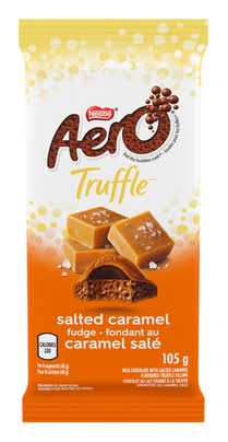 Nestlé aero barre de chocolat au lait à la truffe - aero milk chocolate bar with truffle (fondant au caramel salé)