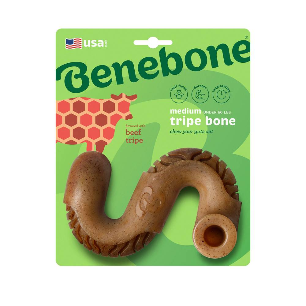 Benebone Tripe Bone Tough Dog Chew Toy (medium/brown)
