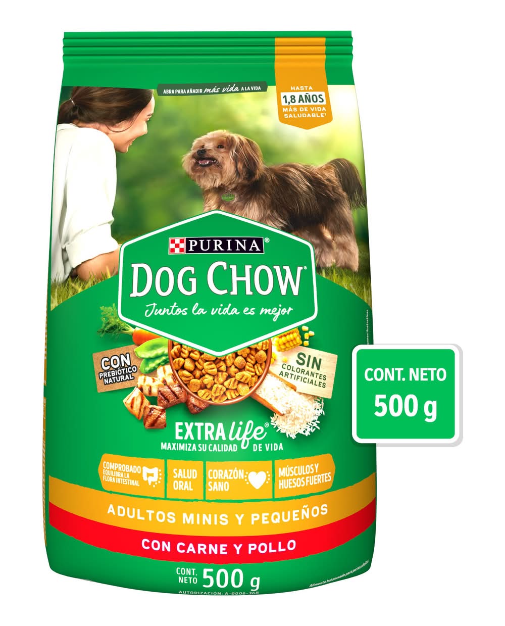 Dog Chow · Alimento para perro adulto, carne - pollo , Raza mini - pequeña (500 g)