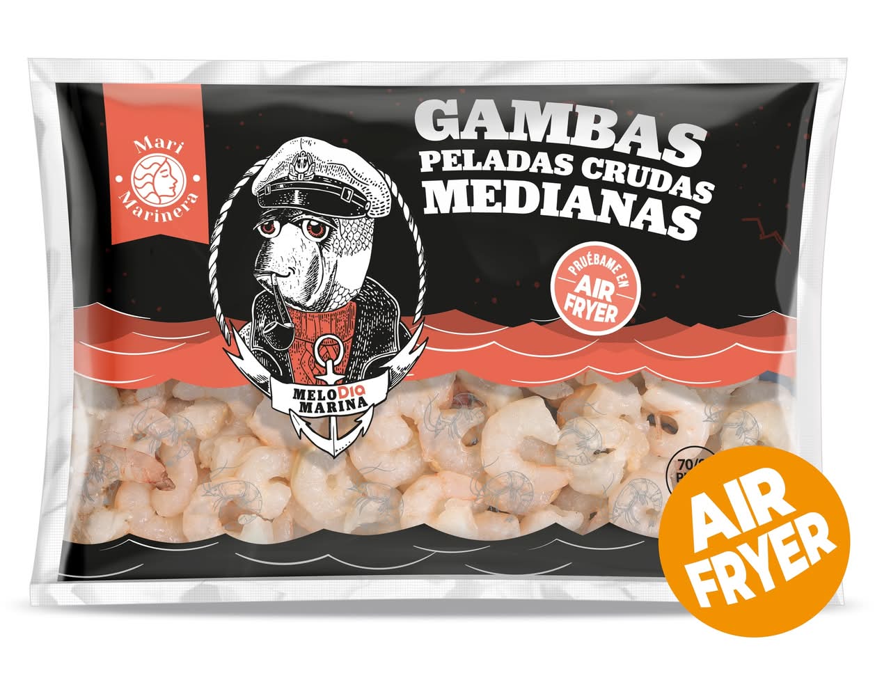 Gambas Peladas Medianas 70/90 Piezas Mari Marinera De Dia Bolsa 350 G