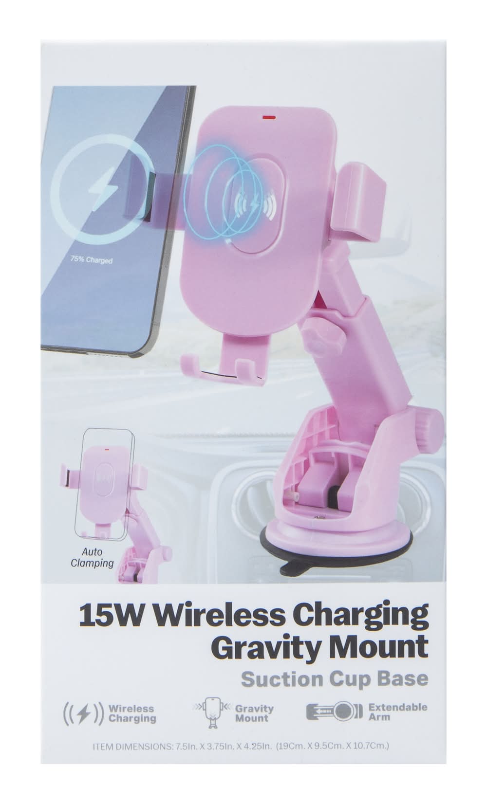15W Wireless Charging Gravity Mount Pink