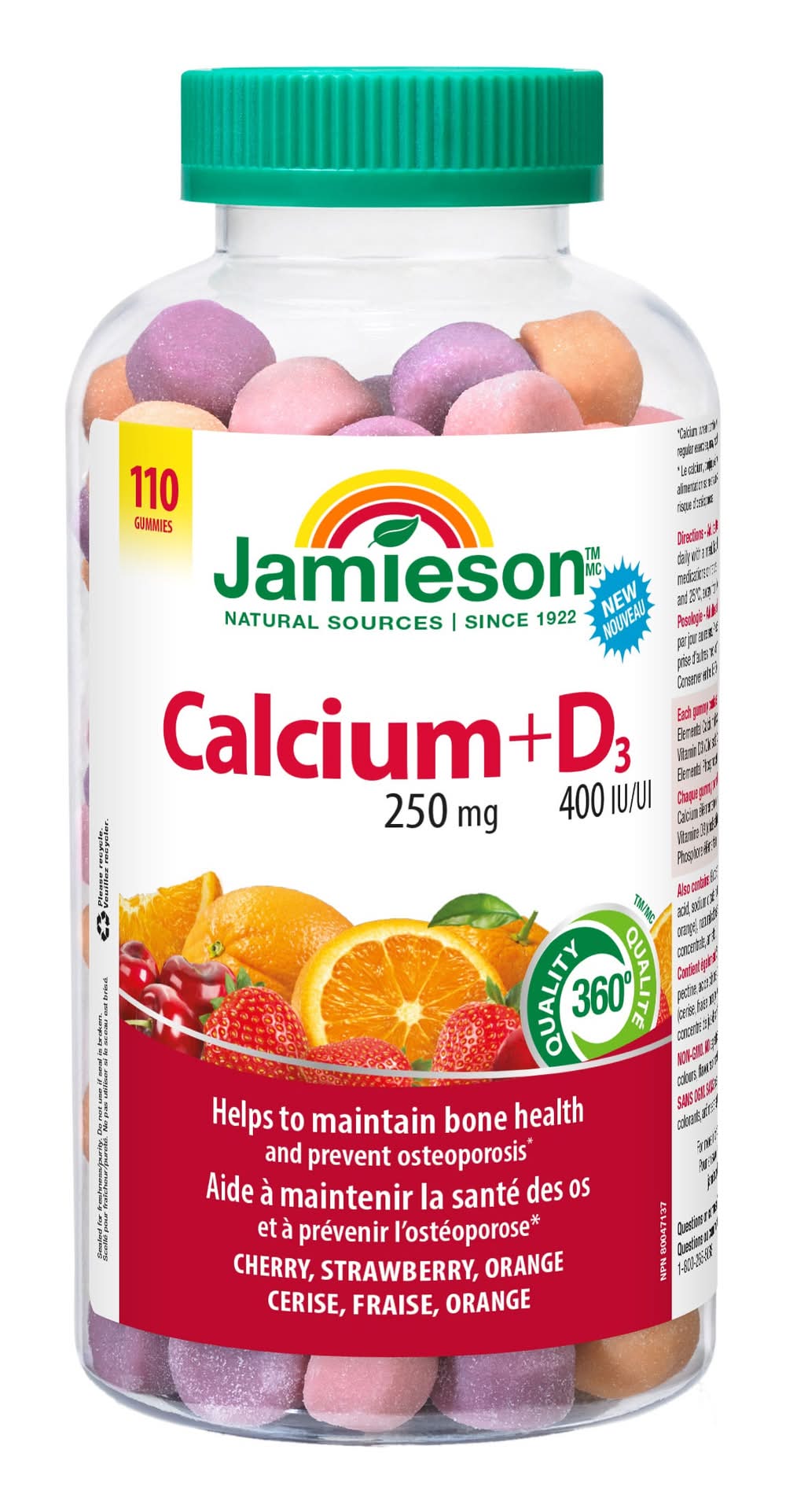 Jamieson Calcium + Vitamin D3 Gélifiés, 110 Gélifiés / Jamieson Calcium + Vitamin D3 Gummies, 110 Gummies