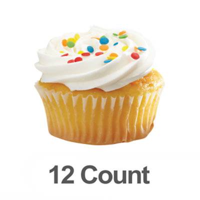 Bakery Cupcake Cake White With Butter Cream 12 Count - Each